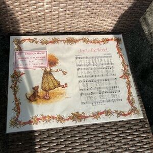 𝅺set of 6 Vintage 1974 Holly Hobbie Christmas Plastic Coated Placemats NOS Joy